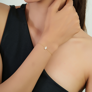 Delicada pulsera minimalista con cadena de eslabones y halo de diamantes naturales brillantes en forma de pera, regalo para novia, joyería de oro amarillo de 14 quilates. - Product Image 4