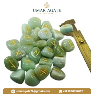 Juego de Runas de Aventurina Verde Natural, Piedras de Cristal Talladas para Adivinación Espiritual, Venta al Por Mayor - Product Image 4