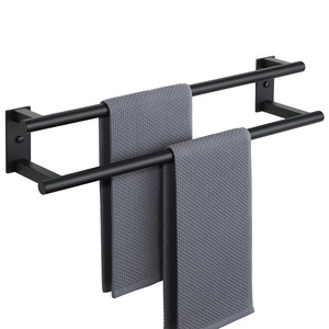 Porte-serviettes mural en acier inoxydable à double rail pour salle de bain - Product Image 1