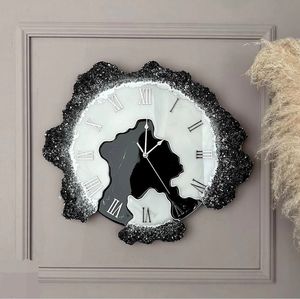 Handcrafted Resin Quartz Analog Wall <b>Clock</b> Geometric Art Design Modern Single Face Needle Movement for Living Room <b>Bedroom</b> Decor - Product Image 1