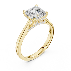 Anillo de diamantes cultivados en laboratorio con corte Asscher y certificado GRA, en oro amarillo de 14 quilates, ideal como regalo de compromiso y boda. - Product Image 4