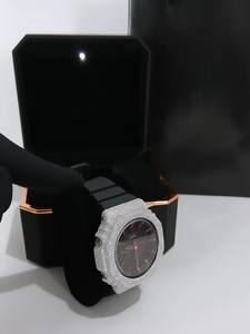 Montre Hip Hop de Luxe GM2100 en Acier Inoxydable et Caoutchouc avec Lunette et Boîtier Sertis de Diamants Moissanite VVS, Affichage Numérique pour Enfants, Nouvelle Tendance - Product Image 3