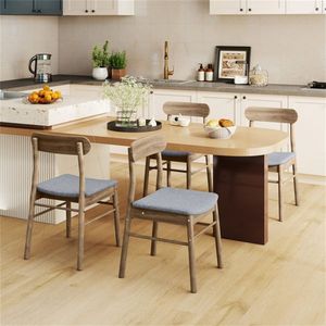 Chaises de salle à manger en bois de caoutchouc massif, 2 pièces, capacité de 400 lb, chaises de cuisine rembourrées et tapissées - Product Image 5
