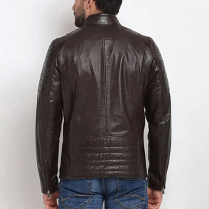 Men's 100% Genuine Leather Varsity <b>Jacket</b> with Stand Collar and Front Logo Hooded Vintage Style Premium Packaging - Product Image 3