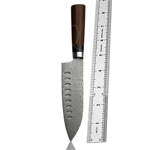 Couteau Santoku Damas Granton, couteau Damas haut de gamme, lame en acier Damas 67 couches pour une durabilité et une affûtation exceptionnelles - Product Image 2