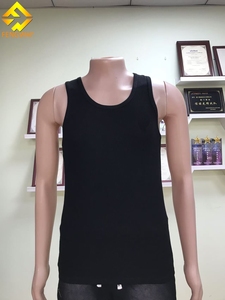 Ribbed 290 GSM Cotton <b>Men's</b> Gym Tank Tops Breathable Black Gray <b>Singlets</b> <b>MENS</b> RIBBED VEST TANK TOP - Product Image 4