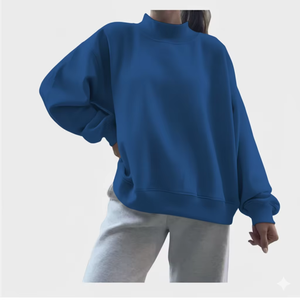 Sudadera Casual Oversize de Cuello Alto para Mujer, Moda Contemporánea Enfocada en la Comodidad, Sudadera Suave al Tacto para Uso Diario - Product Image 4