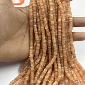 Cuentas de neumáticos Heishi lisas de piedra lunar de melocotón Natural de 5mm y 6mm, precio al por mayor, collar de cuentas de piedra semipreciosa, joyería de moda - Product Image 4