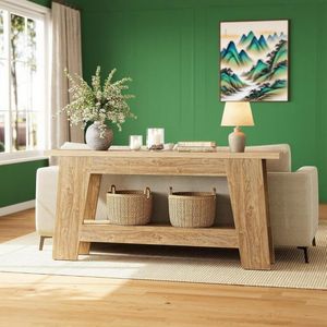 Consolle Rettangolare Extra Lunga 180 cm a 2 Livelli Interamente in Legno per Posto dietro Divano o Poltrona - Product Image 6