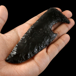 Cuchillo de Obsidiana Negra Natural, Hecho a Mano, Hoja de Cristal Tallada, Artefacto de Energía Curativa, Gema Rafay de Rajasthan - Product Image 2