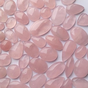 Venta al por Mayor de Gemas Sueltas de Cuarzo Rosa Natural, Cabujón Ovalado Pulido de 6x8-15x20mm para Collares y Pulseras - Product Image 3