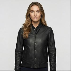 Chaqueta universitaria de manga larga personalizada de fabricante OEM para mujer, uniforme de béisbol para mujer, chaquetas universitarias para invierno, cuero personalizado - Product Image 2