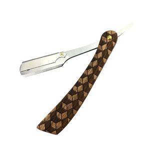 Rasoir de coiffeur en acier inoxydable au design à la mode Premium Perfection avec manche en bois Soins de haute qualité Style roches grises - Product Image 3
