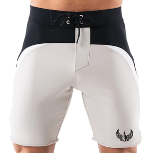 Shorts de bain athlétiques pour hommes, blancs et noirs, à séchage rapide, avec cordon de serrage, pour la plage, la natation et les sports nautiques - Product Image 1