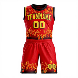 Uniforme de basket-ball de qualité supérieure pour hommes, design personnalisé rouge feu, uniforme de sport personnalisé pour le basket-ball - Product Image 1
