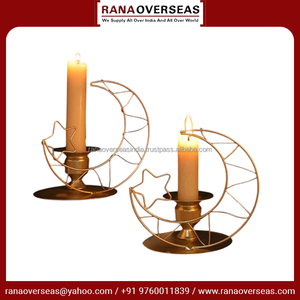 Bougeoir en métal croissant de lune et étoile Décor élégant pour mariages et fêtes Centre de table parfait dans plusieurs styles - Product Image 2