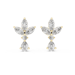 Boucles d'oreilles clous florales en moissanite marquise plaqué or rhodié 18 carats certifiées IGI – Bijoux de luxe pour cadeau d'anniversaire ou de fête - Product Image 6