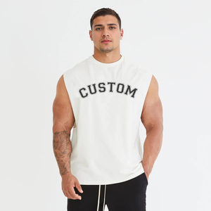 Camisetas Personalizadas sin Mangas para Hombre, Cuello Redondo, 100% Algodón Jersey, Transpirables, Corte Regular, Casual, con Estampado de Letras y Logotipo Frontal - Product Image 3