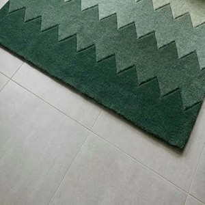 Tapis géométrique moderne à dégradé bleu-vert, motif zigzag, tapis moelleux tufté, décoration de sol contemporaine pour salon et chambre - Product Image 3