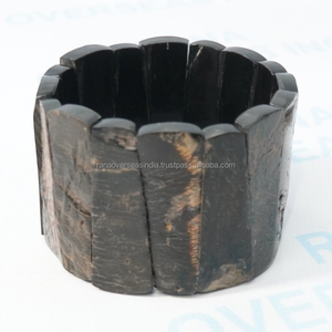 Natural Bone Wide Handmade <b>Stretch</b> Cuff <b>Bracelet</b> Classic Modern Tribal Design Women's Jewelry Daily Wear - Product Image 3