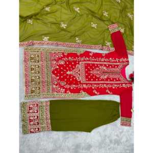 เสื้อ Plazzo ประดับเพชรสวยงามและ dupatta สำหรับปาร์ตี้อินเดียและปากีสถาน - Product Image 4