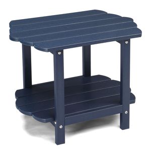 Tavolino Laterale Adirondack Blu Navy a 2 Ripiani in HDPE, Resistente alle Intemperie, Piccolo Tavolino da Esterno per Spiaggia - Product Image 1