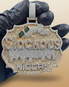 จี้เพชรโมอิสซาไนต์ VVS เงินแท้ 925 ประดับเพชรเต็มวง จี้รูปวงกลมตัวอักษรสองสี สไตล์ฮิปฮอป สำหรับเป็นของขวัญวันครบรอบ - Product Image 1