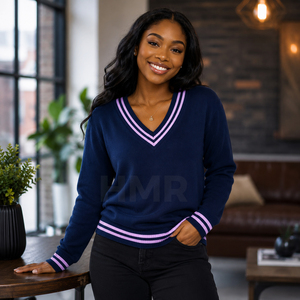 HMR Sisterhood Sorority Acrylic University Girls <b>Cardigan</b> <b>Sweater</b> Preppy Style Women Winter Wear <b>Sweater</b> - Product Image 4
