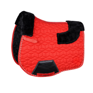 Premium Sheepskin Horse Saddle Pad Set with Matching Ear Bonnet | Hexagon Quilted <b>Equestrian</b> Saddle Cloth | Horse Riding - Product Image 1