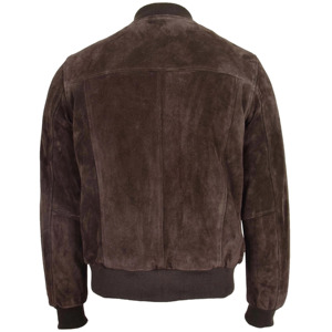<b>Men's</b> Brown <b>Suede</b> Bomber <b>Jacket</b> Stand Collar Zipper Closure Casual Autumn Wear Regular Fit Solid Color - Product Image 6