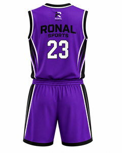 Ensemble d'uniformes de basketball personnalisés en sublimation violette, maillot et short de basketball pour hommes, respirant, séchage rapide, vêtements d'équipe OEM ODM Sport - Product Image 2