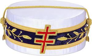 Casquette de Rite Écossais du 33e Degré - Broderie à la main, bande violette bordée d'or, type de tissu : Soie - Product Image 3