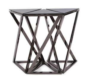 Modern <b>Black</b> Marble Look <b>Console</b> <b>Table</b> Metal Side <b>Table</b> Triangle Coffee <b>Table</b> Decorative Accent Furniture - Product Image 3