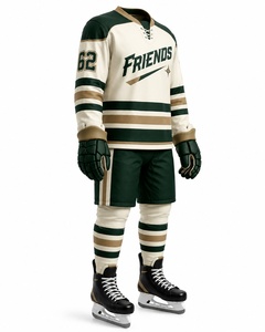 Ensemble d'uniformes de hockey sur glace pour hommes adultes, impression par sublimation personnalisée, jersey respirant en polyester, pantalon, gants, patins - Product Image 4