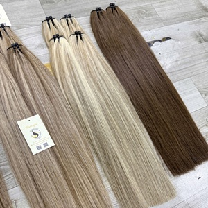 Extensions de cheveux humains vietnamiens de haute qualité, couleur mèches, trame machine, lisses, super double drawn, Genius Weft - Product Image 6