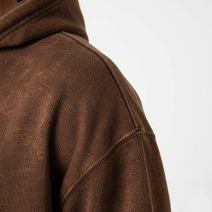 Ensemble de survêtement 2 pièces pour homme, marron délavé à l'acide, en coton, coupe décontractée, respirant, couleur unie, style streetwear, idéal pour l'hiver - Product Image 6