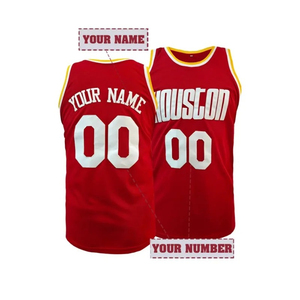 Camiseta de Baloncesto Personalizada de Houston, Roja, Sin Mangas, Sublimada, Unisex, de Secado Rápido, de Poliéster, para Equipos Adultos - Product Image 1