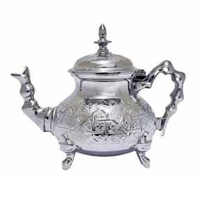 <b>Vintage</b> Silver Moroccan Tea Pot Ornate Engraved <b>Kettle</b> Traditional Serving Pot Eco-Friendly Durable Double Wall for Hospitality - Product Image 1