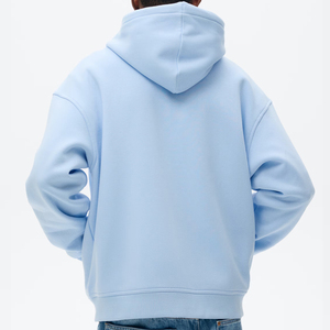 Sudadera con Capucha Azul Claro para Hombre, Cierre de Cremallera, Corte Holgado, Informal, Tejido de Algodón y Felpa, Color Sólido, Transpirable, para Otoño - Product Image 2