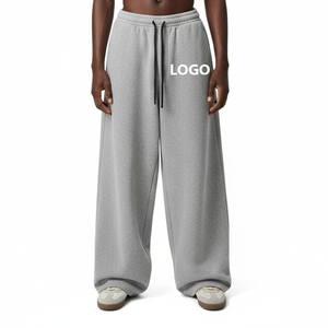 100% Cotton Sweatpants <b>Jogger</b> Sweatpants New Style Baggy Straight for Men Fleece Regular Leg Sweatpants - Product Image 3