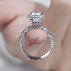 3 carat Stylish Radiant Cut Diamond Engagement Ring with Pave Setting Center Stone for Women white gold Band - Product Image 2