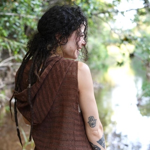 Women’s Asymmetric Hooded Vest Boho Festival Elven Gilet With Unique Layering Piece For Casual And Costume Wear - Product Image 2