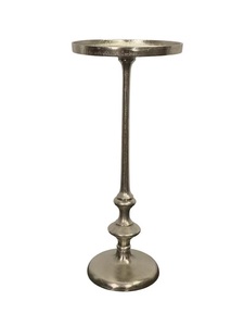 Table de bar élégante et fine sur piétement, finition martelée, plateau rond, base robuste, design gain de place, idéale pour les intérieurs sophistiqués - Product Image 4