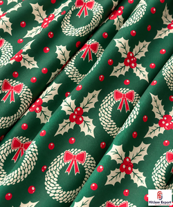 Tissu en polyester et coton imprimé floral de Noël personnalisé, respirant, tissé, textile de vacances, vêtements de sport, OEM ODM sur mesure - Product Image 1