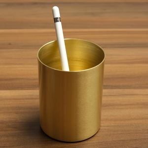 Porte-stylo rond en laiton plaqué or poli ILAHI, découpe et impression, décoration moderne pour la maison et le bureau, cadeau d'affaires ICOMPH-13704 - Product Image 2
