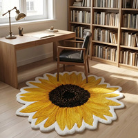 Tapis d'intérieur en laine de qualité supérieure, tufté à la main, antidérapant, en forme de tournesol, tapis moderne et doux pour la décoration du salon et de la chambre