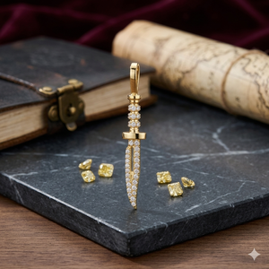 14K <b>Solid</b> <b>Gold</b> Unique Elegant Design Iced out Knife Natural Diamond Charm <b>Pendant</b> Custom Trendy Hip Hop Fashion Jewelry Gifts - Product Image 6