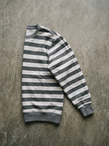 เสื้อสเวตเตอร์ถักลายทางผู้ชาย ผ้าฝ้าย 100% คอกลม แขนยาว ทรงหลวม สไตล์นอติคอล โลโก้ด้านหน้า - Product Image 3