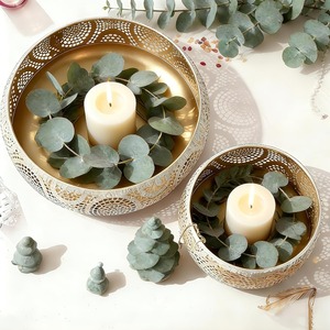 Elegante Juego de Tazones de Metal con Filigrana Dorada - Decoración Moderna y Lujosa para Fiestas y Hogar, Centro de Mesa Ecológico y Duradero con Diseño Perforado - Product Image 1