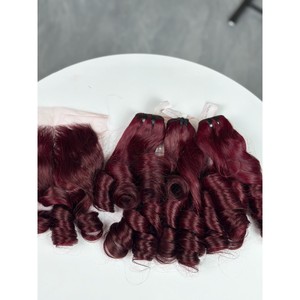 เครื่องทำผมลอน Funmi แบบต่อผมแท้ สีแดงเบอร์กันดี วินแดง ผมเวอร์จินเวียดนามแบบ Double Drawn สำหรับขายส่ง - Product Image 3